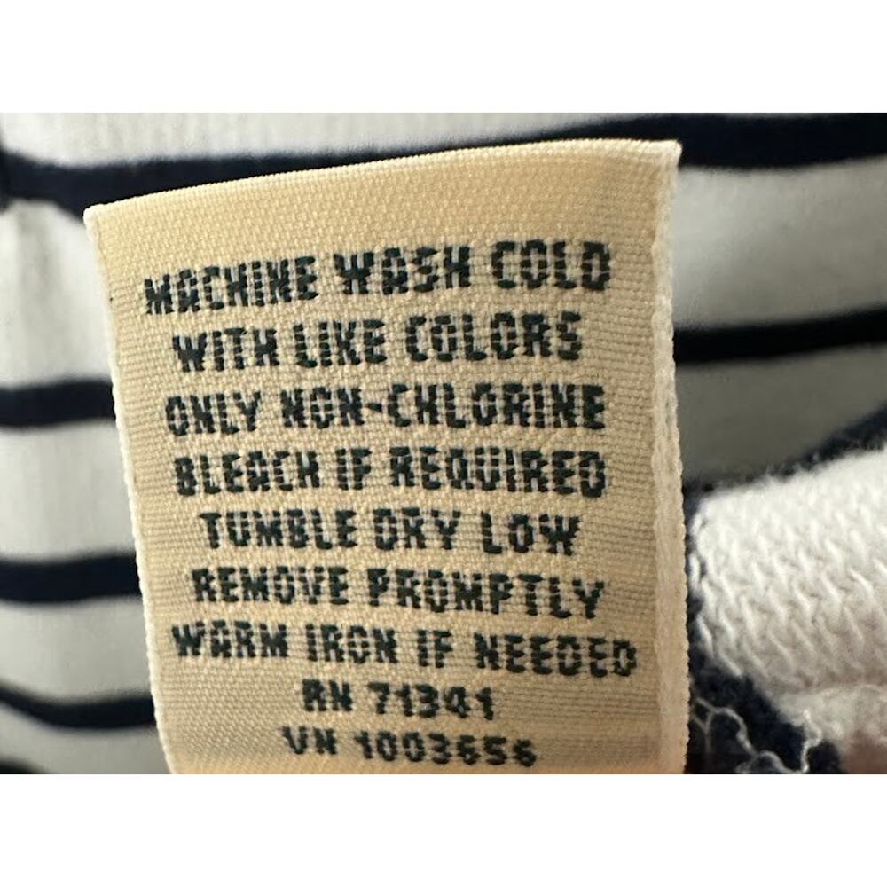 LL Bean Sweater Womens Extra Large White Navy Striped Rugby Soft Cotton Preppy - Picture 9 of 12